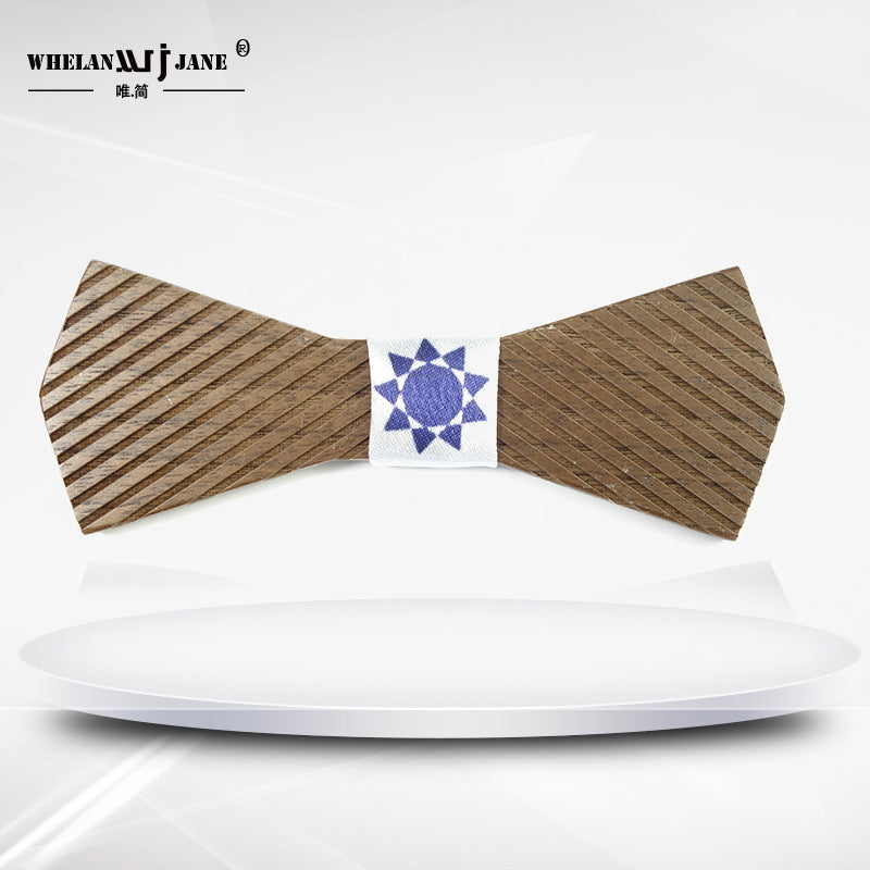 men's hollow wood primary color collar wedding celebration wooden bow tie banquet nightclub wedding groom bow tie custom