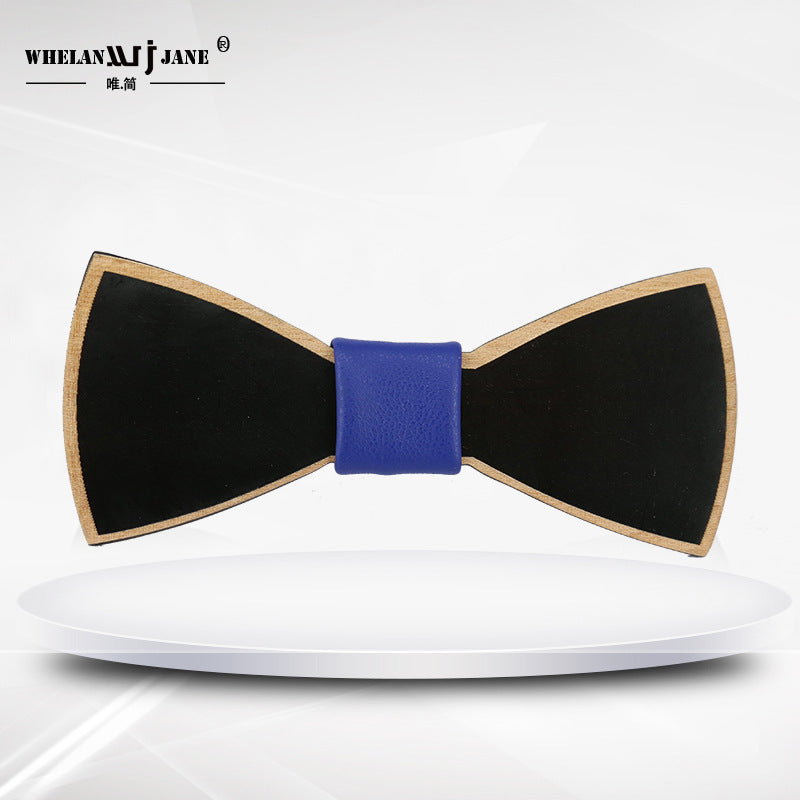 Male Wood Spot Black & White Collar Wedding Celebration Wooden Bow Tie Banquet Nightclub Wedding Groom Bow Tie Custom