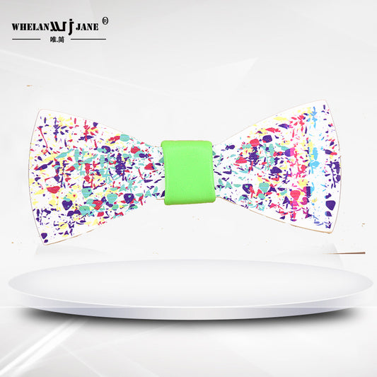 Male Wood Spot Black & White Collar Wedding Celebration Wooden Bow Tie Banquet Nightclub Wedding Groom Bow Tie Custom