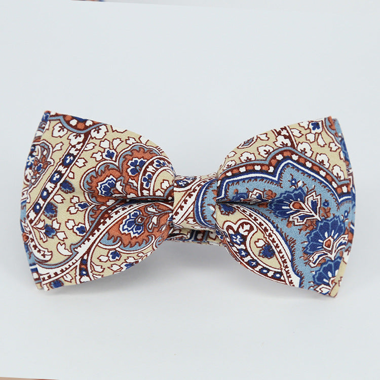 Men's Business Cotton Pastoral Style Woolen Hooked Men's Bow Tie Bow Handkerchief The size can be customized