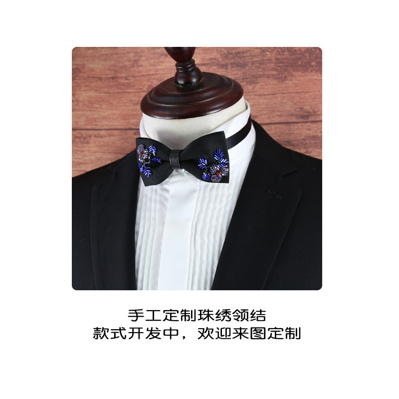 authentic bow tie embroidery bead embroidery male wedding wedding groom male and female bow tie crystal pearl parent-child new products