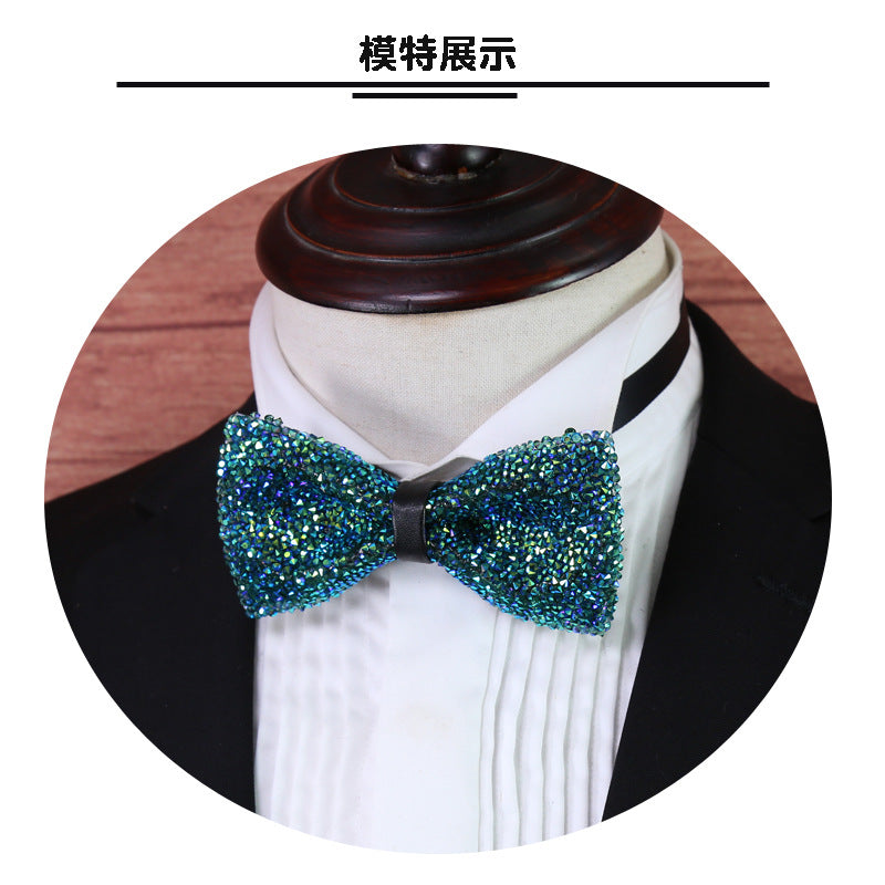 man bow tie crystal rhinestone full banquet nightclub green sparkling diamond wedding groom clay cardboard towel set