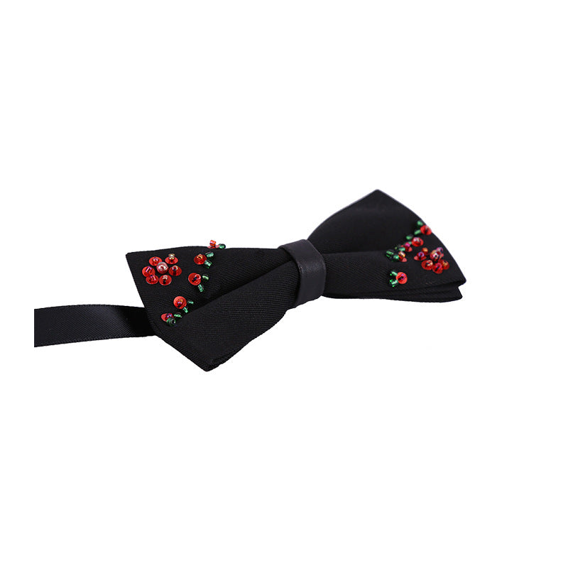 Men's and Women's Bow Tie Crystal Red Beads Authentic Bow Tie Embroidery Bead Embroidery Men's Wedding Wedding Groom New Products
