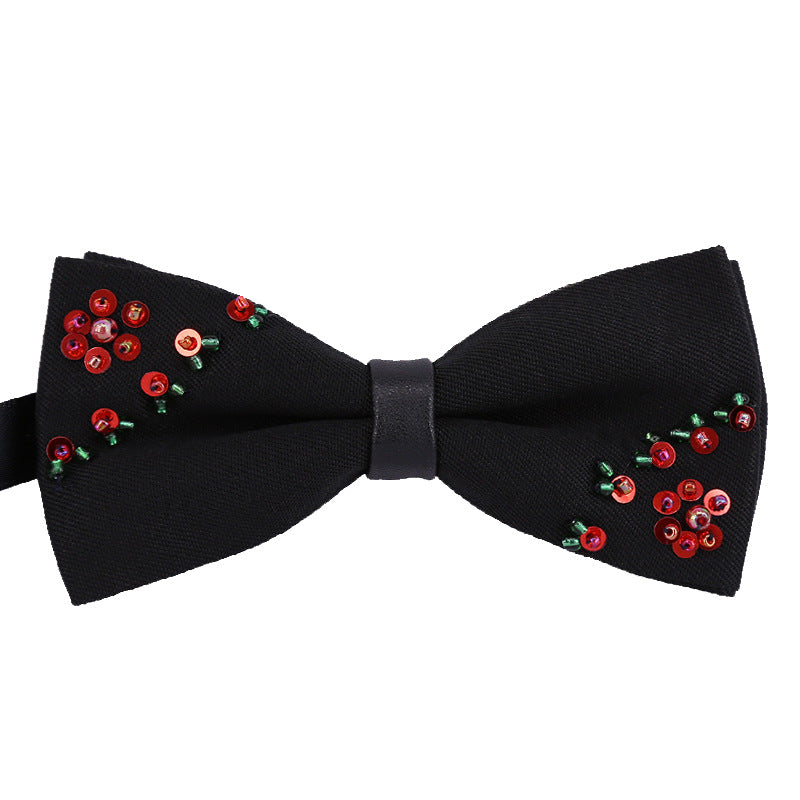 Men's and Women's Bow Tie Crystal Red Beads Authentic Bow Tie Embroidery Bead Embroidery Men's Wedding Wedding Groom New Products