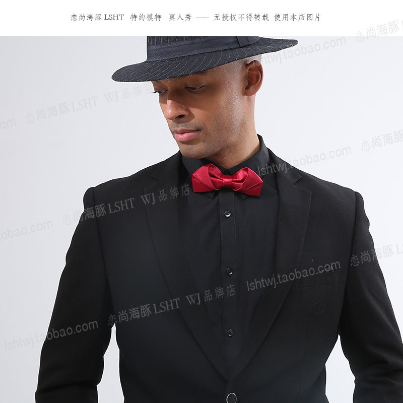 Fashion Formal Wedding Bow Tie Black Men's Wedding Bow Tie Pattern Tincloth Collar Flower Hardness can be customized