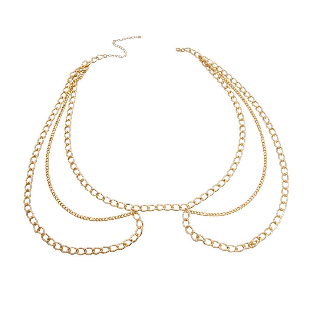 E-commerce hot sellers, European and American cross-border new accessories, personality fashion, hip-hop waist chain, punk metal body chain