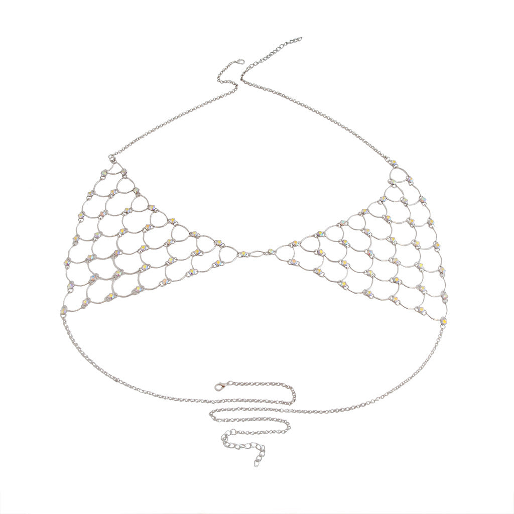 European and American cross-border popular jewelry, fashionable sexy chest chain, beach bikini, rhinestone bra, body chain factory direct sales