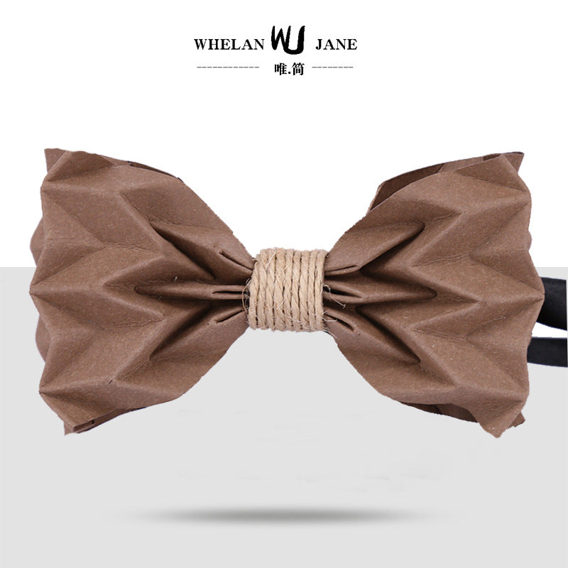 hand-folded, origami, bow tie, washed kraft paper, men's business shirt, bow tie, party collar flowers