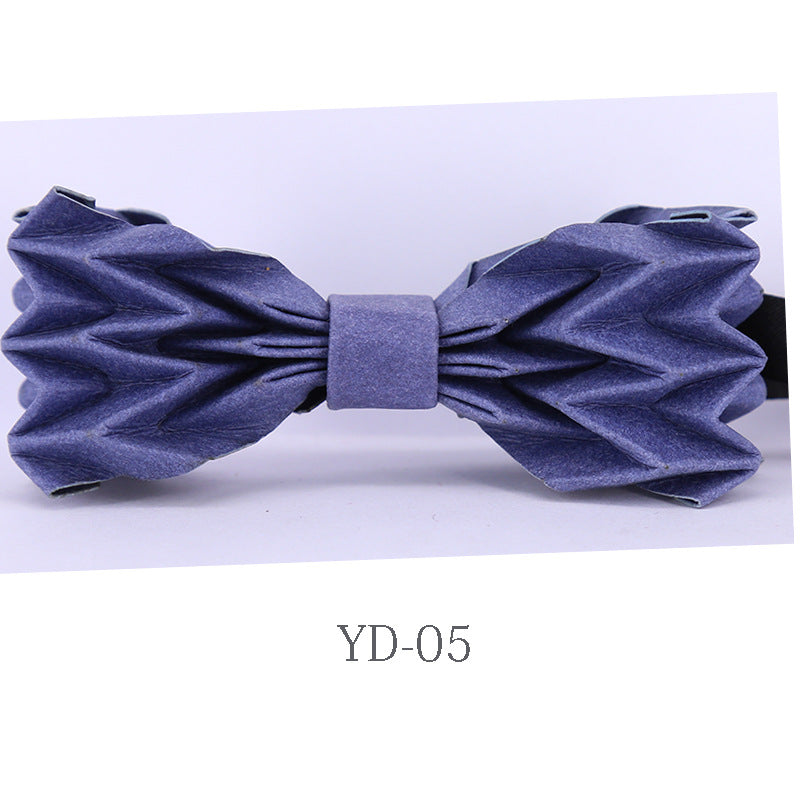 hand-folded, origami, bow tie, washed kraft paper, men's business shirt, bow tie, party collar flowers