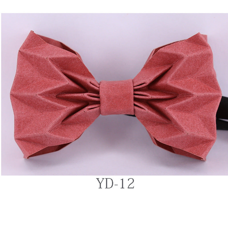 hand-folded, origami, bow tie, washed kraft paper, men's business shirt, bow tie, party collar flowers