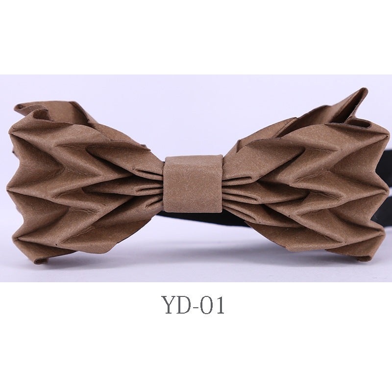 hand-folded, origami, bow tie, washed kraft paper, men's business shirt, bow tie, party collar flowers