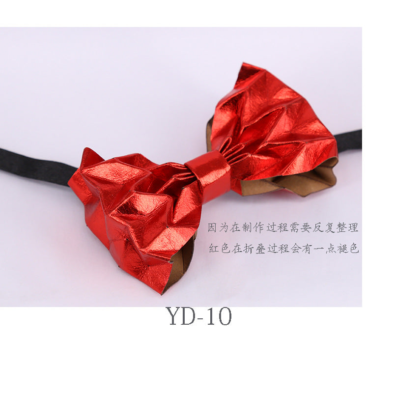 hand-folded, origami, bow tie, washed kraft paper, men's business shirt, bow tie, party collar flowers