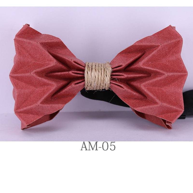 hand-folded, origami, bow tie, washed kraft paper, men's business shirt, bow tie, party collar flowers