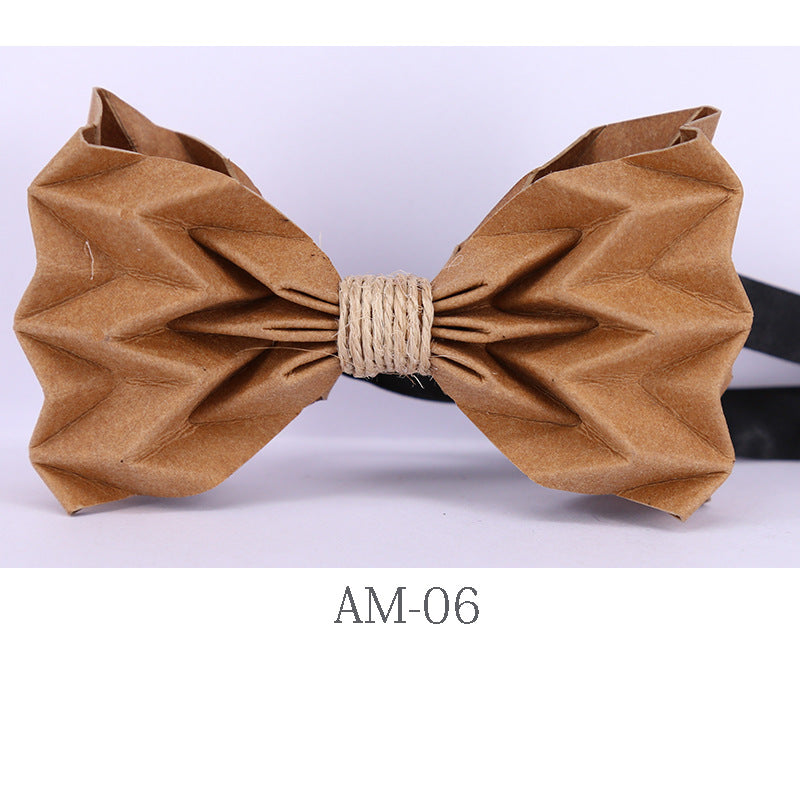 hand-folded, origami, bow tie, washed kraft paper, men's business shirt, bow tie, party collar flowers