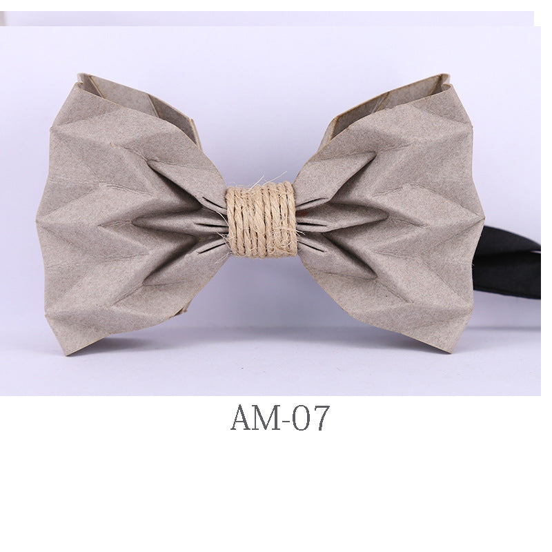 hand-folded, origami, bow tie, washed kraft paper, men's business shirt, bow tie, party collar flowers