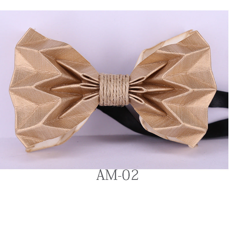 hand-folded, origami, bow tie, washed kraft paper, men's business shirt, bow tie, party collar flowers