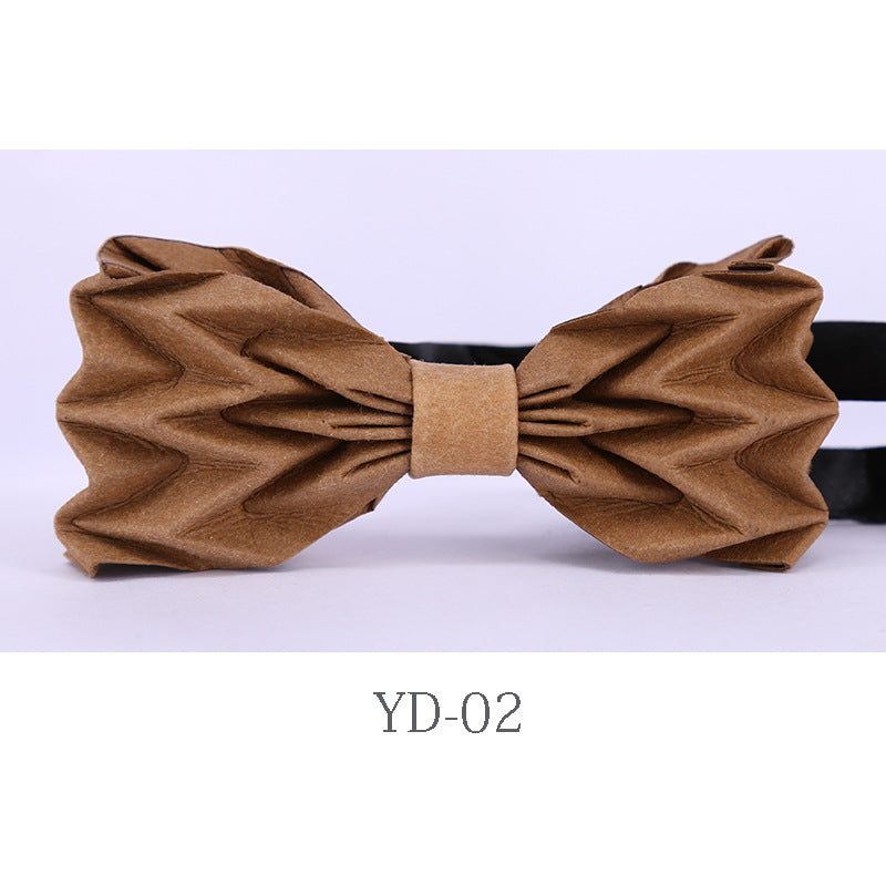 hand-folded, origami, bow tie, washed kraft paper, men's business shirt, bow tie, party collar flowers