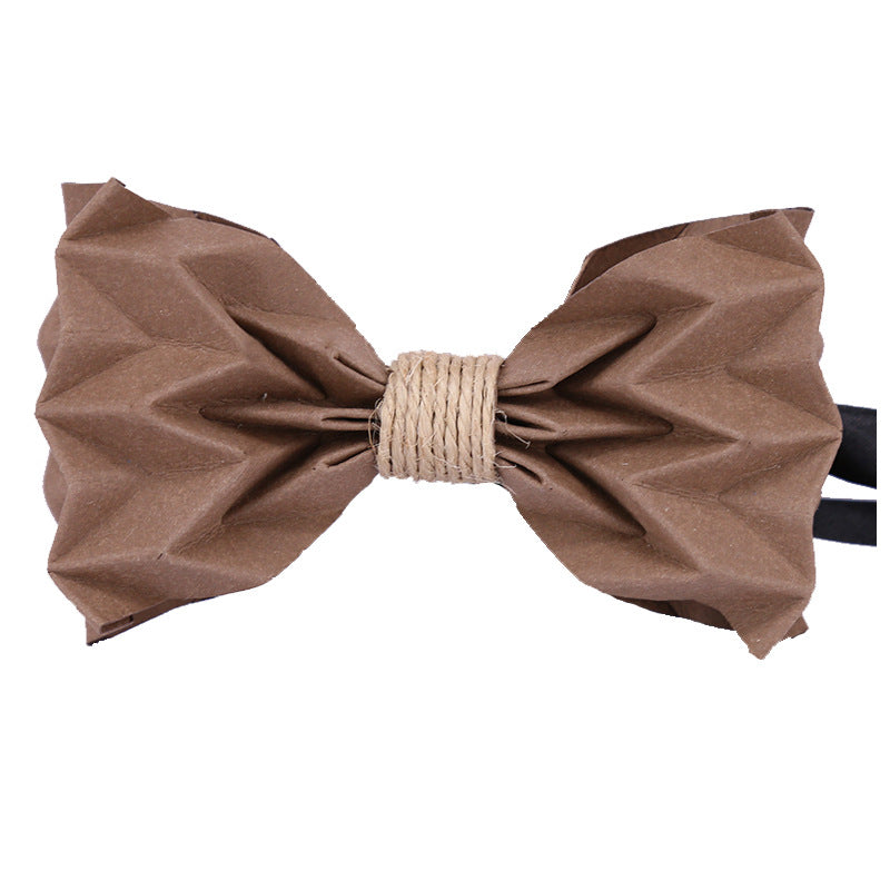 hand-folded, origami, bow tie, washed kraft paper, men's business shirt, bow tie, party collar flowers