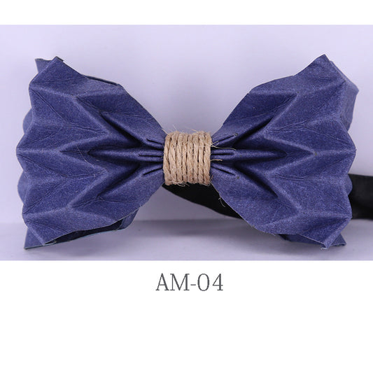 hand-folded, origami, bow tie, washed kraft paper, men's business shirt, bow tie, party collar flowers