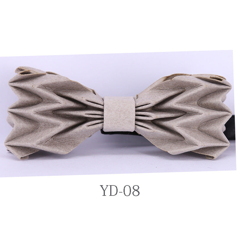 hand-folded, origami, bow tie, washed kraft paper, men's business shirt, bow tie, party collar flowers