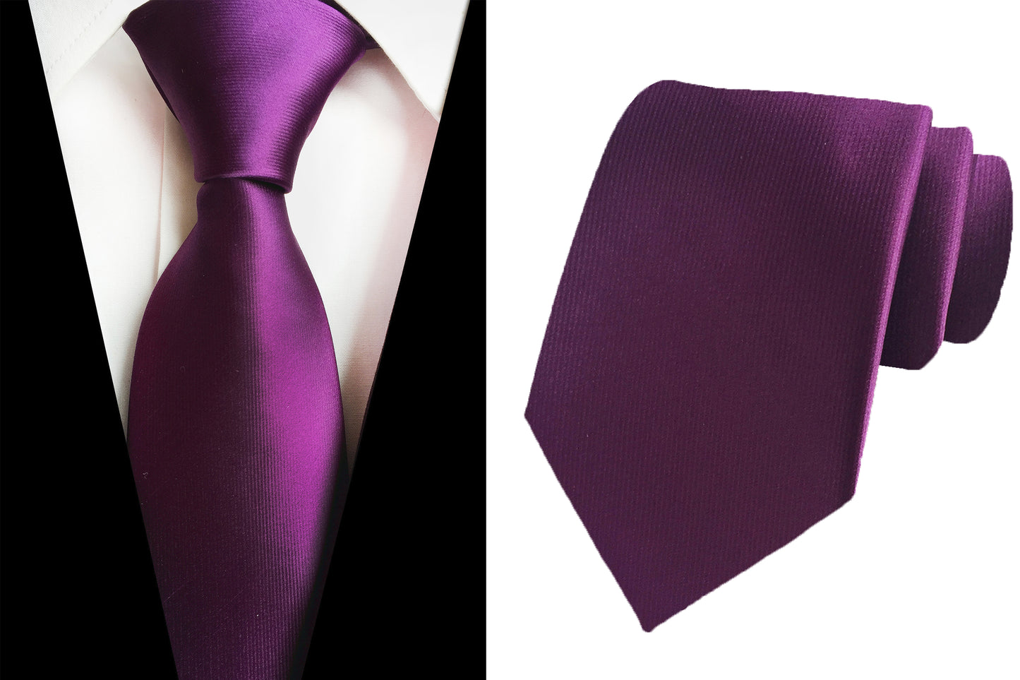 Howwide Classic Men's Ties Jacquard Woven Necktie Formal Tie Solid Color Purple