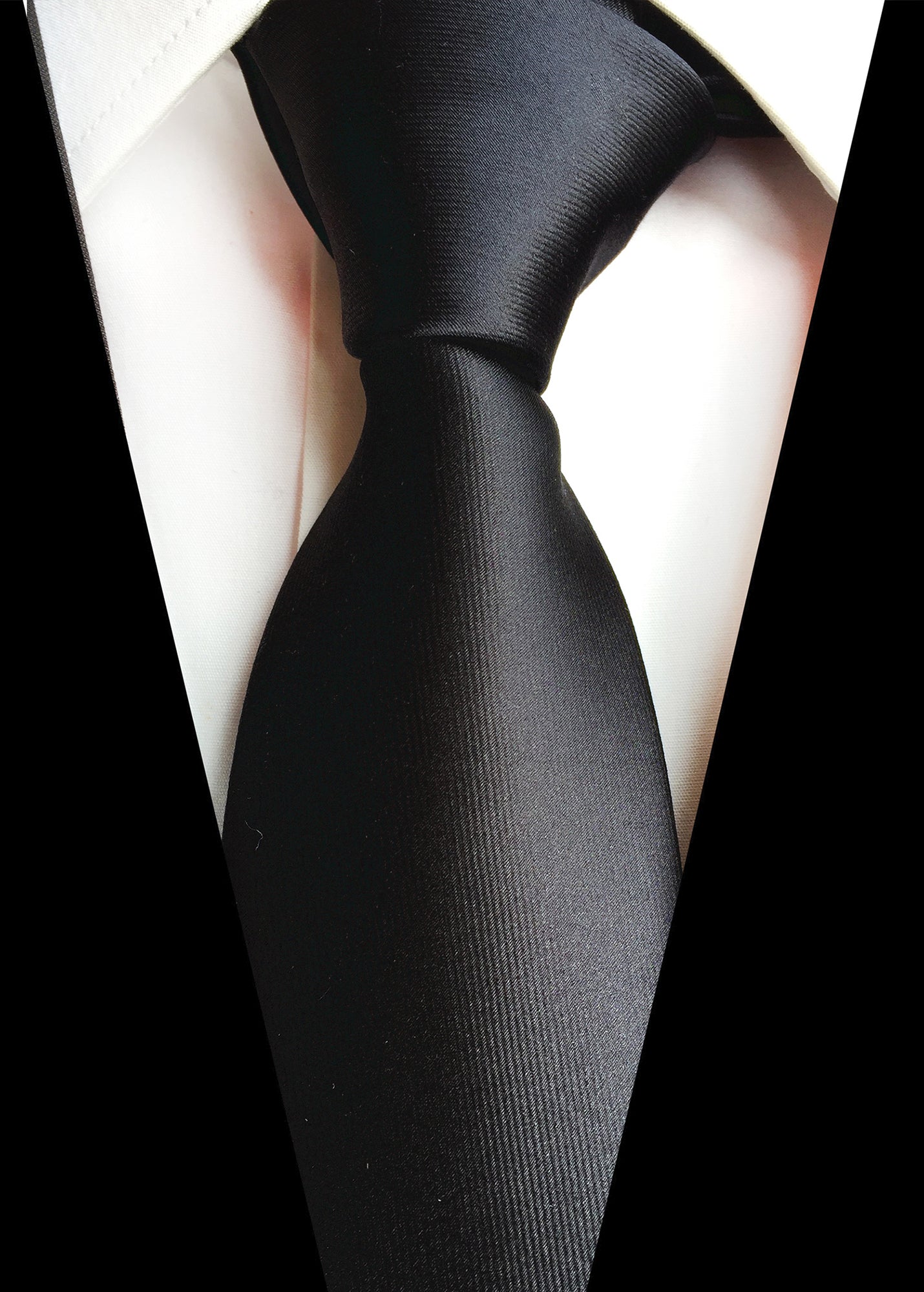 Howwide Classic Men's Ties Jacquard Woven Necktie Formal Tie Solid Color Black