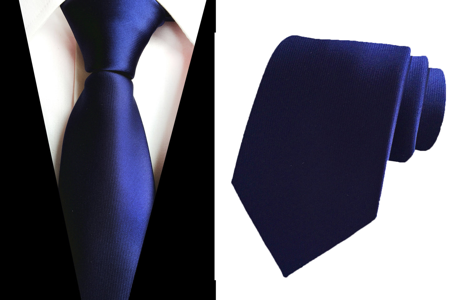 Howwide Classic Men's Ties Jacquard Woven Necktie Formal Tie Solid Color Navy Blue