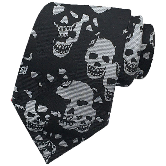 Howwide Classic Men's Ties Jacquard Woven Necktie Skull Black