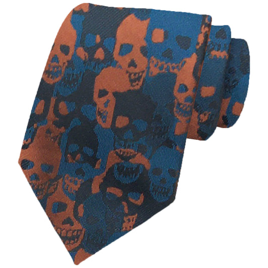 Howwide Classic Men's Ties Jacquard Woven Necktie Skull Orange