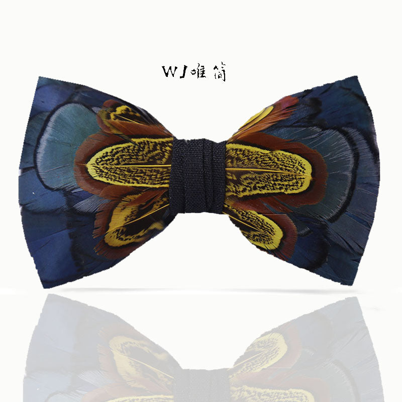 557 male bow tie green peacock feather ink blue wedding groom male wedding suit collar flower bow