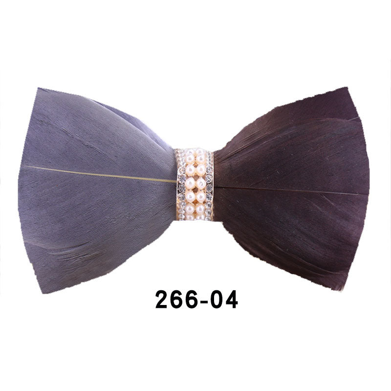 266 khaki feather male bow tie men and women wedding bow bow men's bow tie yellow white collar flower tie