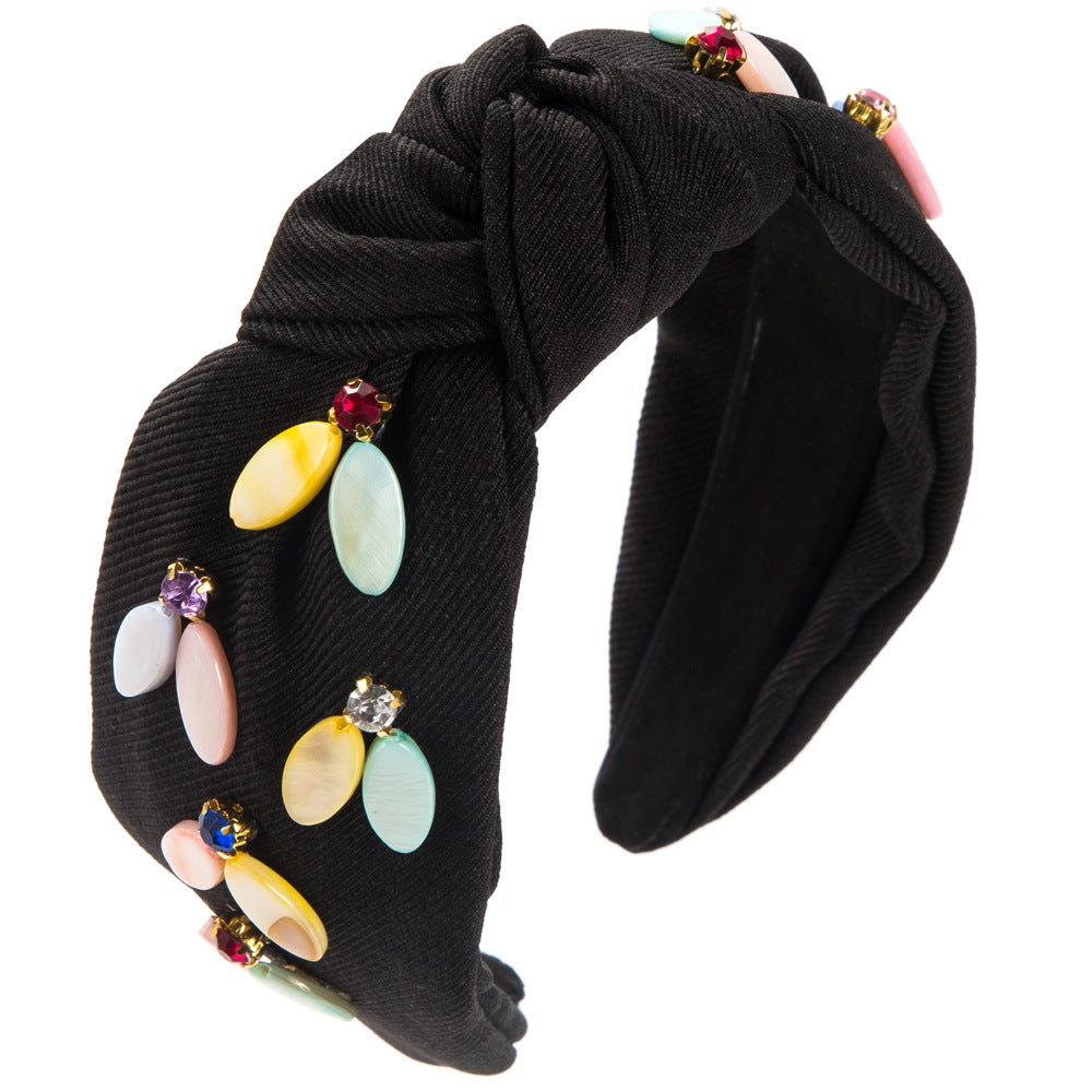 European and American fashion new diamond-studded resin headbands, creative personality, sweet and cool fabric, knotted colored headbands, cross-border supply