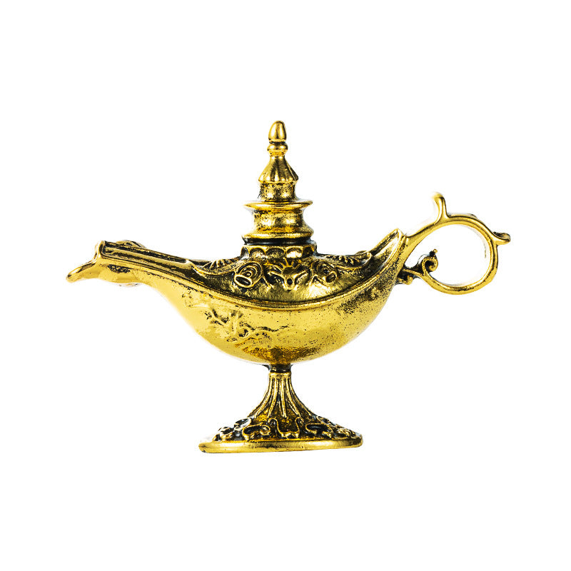 European and American cross-border personality retro Aladdin magic lamp brooch alloy plating distressed anti-walking pin corsage accessories