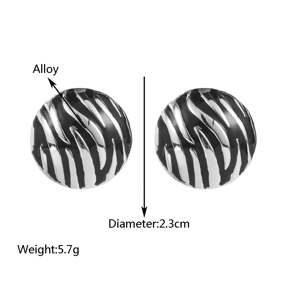 Cross-border European and American fashion atmosphere stud alloy dripping oil zebra print temperament high quality earrings red love earrings