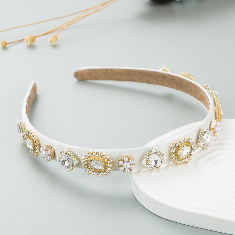 Heming headbands, European and American new baroque style thin-edged diamond pearl headbands, Korean high-end retro hair accessories