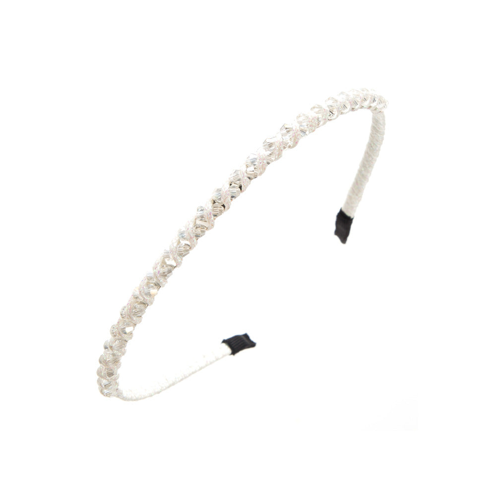 Cross-border supply: super flash crystal, hand-woven beaded, fine-edged headband, Korean version, sweet fashion and versatile hair accessories wholesale