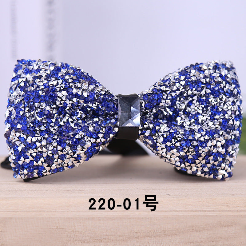 multi-color bow tie crystal starry rhinestone banquet nightclub super flash diamond wedding groom clay collar