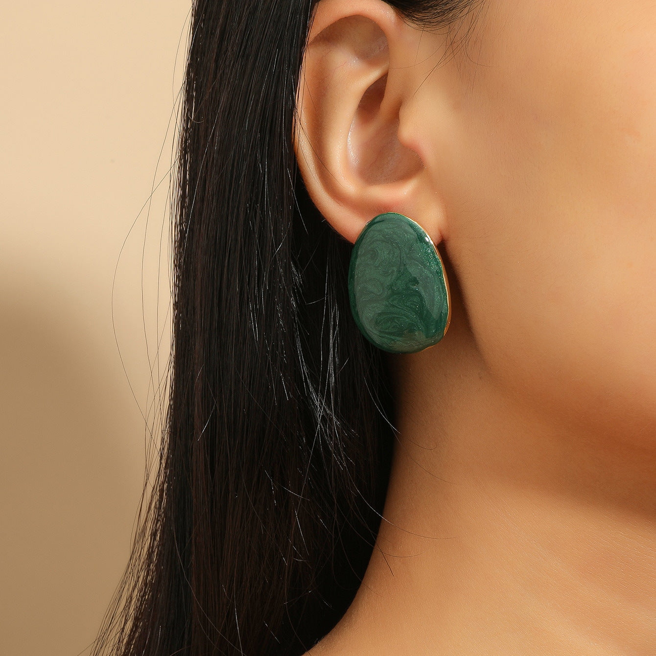 New jewelry: high-quality color glaze, irregular earrings, quicksand, color square studs, cold wind earrings