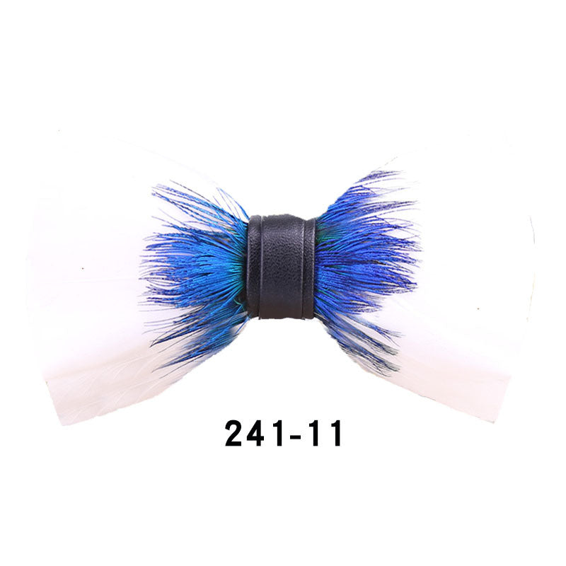 241 Peacock Blue Feather Man Hosts the Party Groom Groomsman Group Butterfly Wedding Bow Tie Spot