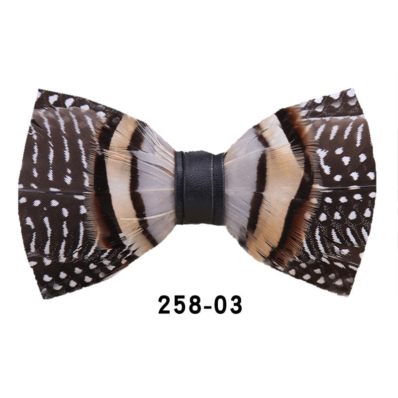 258 black and white dot khaki feather wedding groom groomsman butterfly wedding shirt male bow tie flower collar