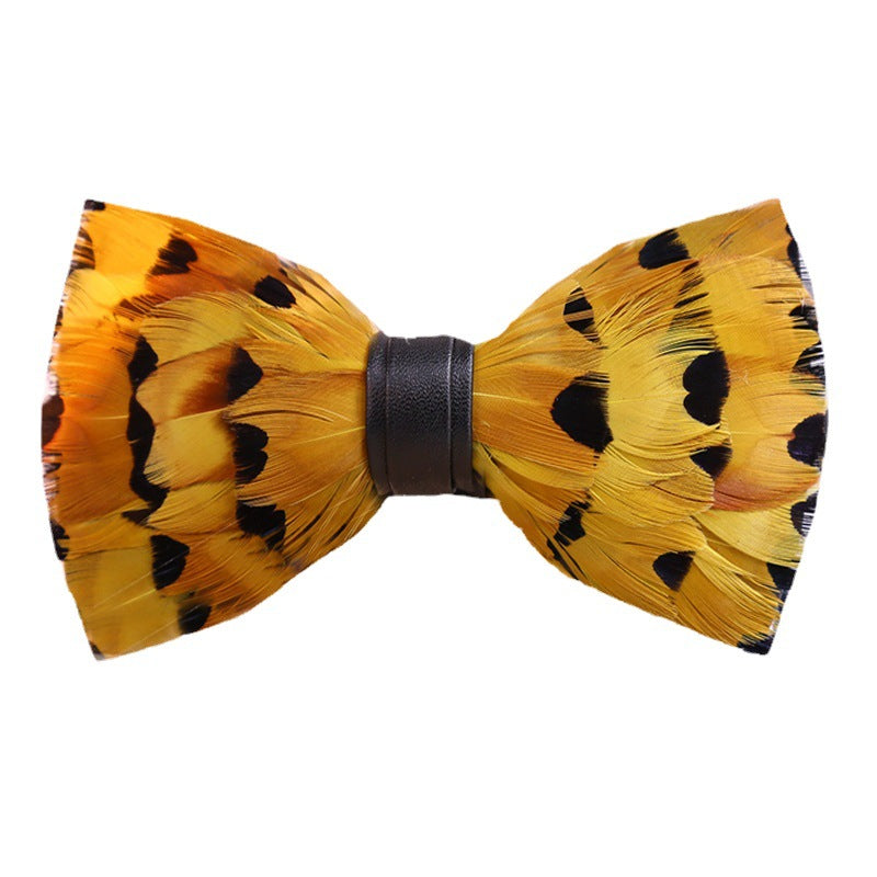 235 Red Feather Shirt Bow Tie Men Wedding Party Collar Yellow Suit Bow