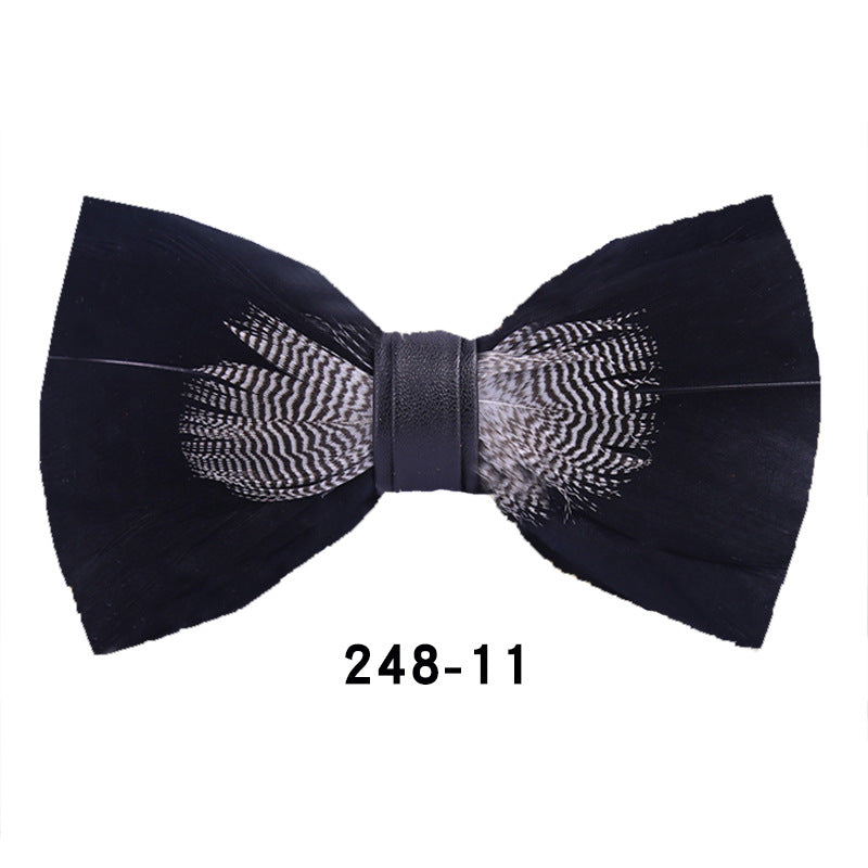 248 black feather man presided over the party, groom, groomsmen, children, flower girls, bow ties, and flower ties