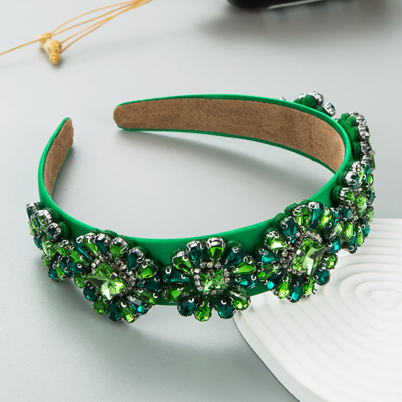 Heming headband, European and American baroque, inlaid with colored diamonds, temperament, rhinestones, three-dimensional headbands, luxury balls, street photography hair accessories