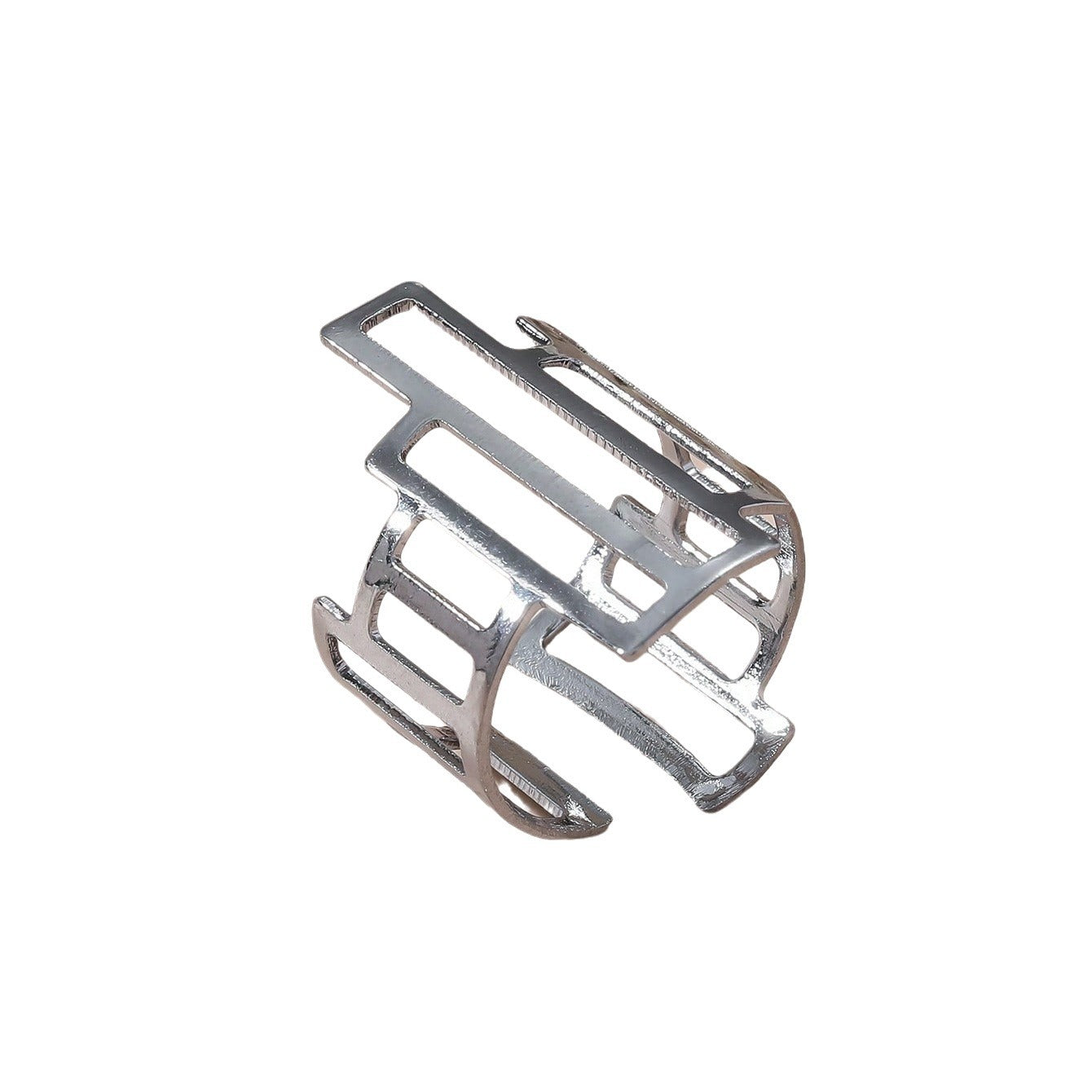 The new European and American jewelry personality living mouth ring is simple and versatile, hollow irregular index finger opening ring