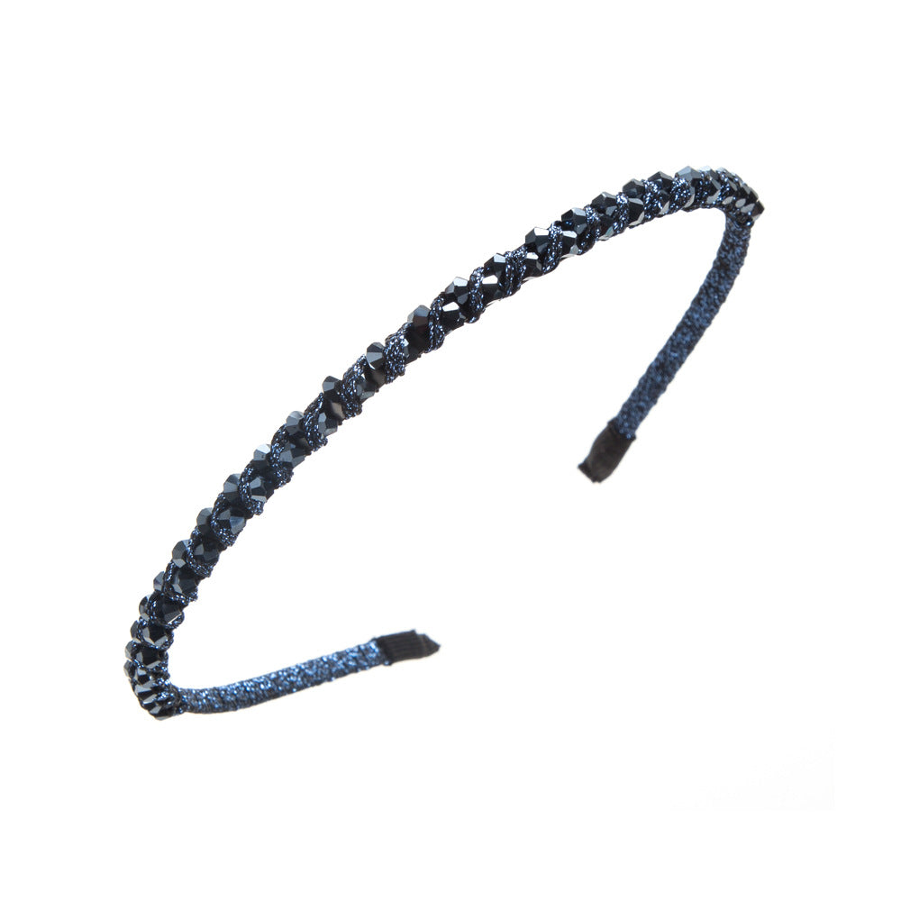 Cross-border supply: super flash crystal, hand-woven beaded, fine-edged headband, Korean version, sweet fashion and versatile hair accessories wholesale