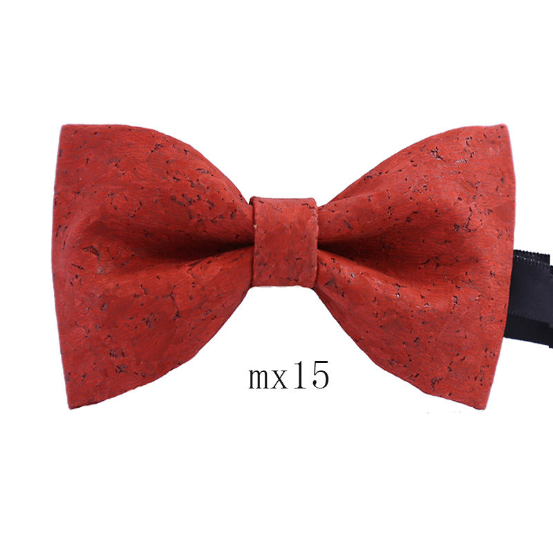 Men's Wood Grain Bow Tie Casual Sawdust Bow Wedding Show Host Shirt Dress Formal Wear Collar Flower