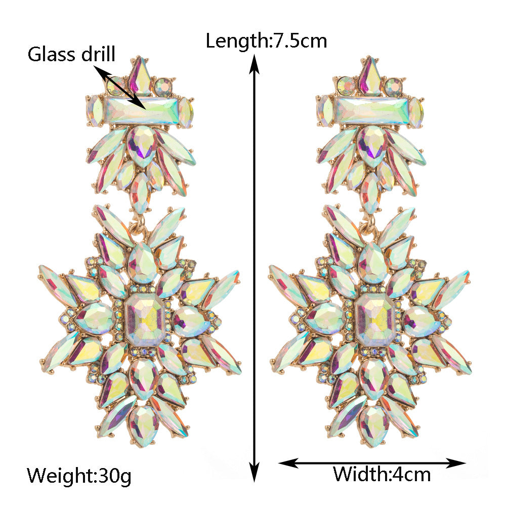 Earrings cross-border new alloy inlaid diamond multi-layer temperament earrings European and American personality exaggerated Internet celebrity party earrings
