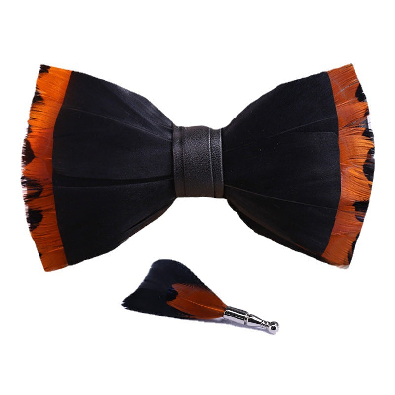 red feather bow tie for men's wedding banquet, suit accessories, shirt with box bow