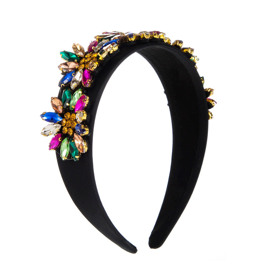 Heming headbands, European and American fashion fashion designs, rhinestone headbands, sunflowers, diamonds, wide-brimmed baroque hair accessories wholesale