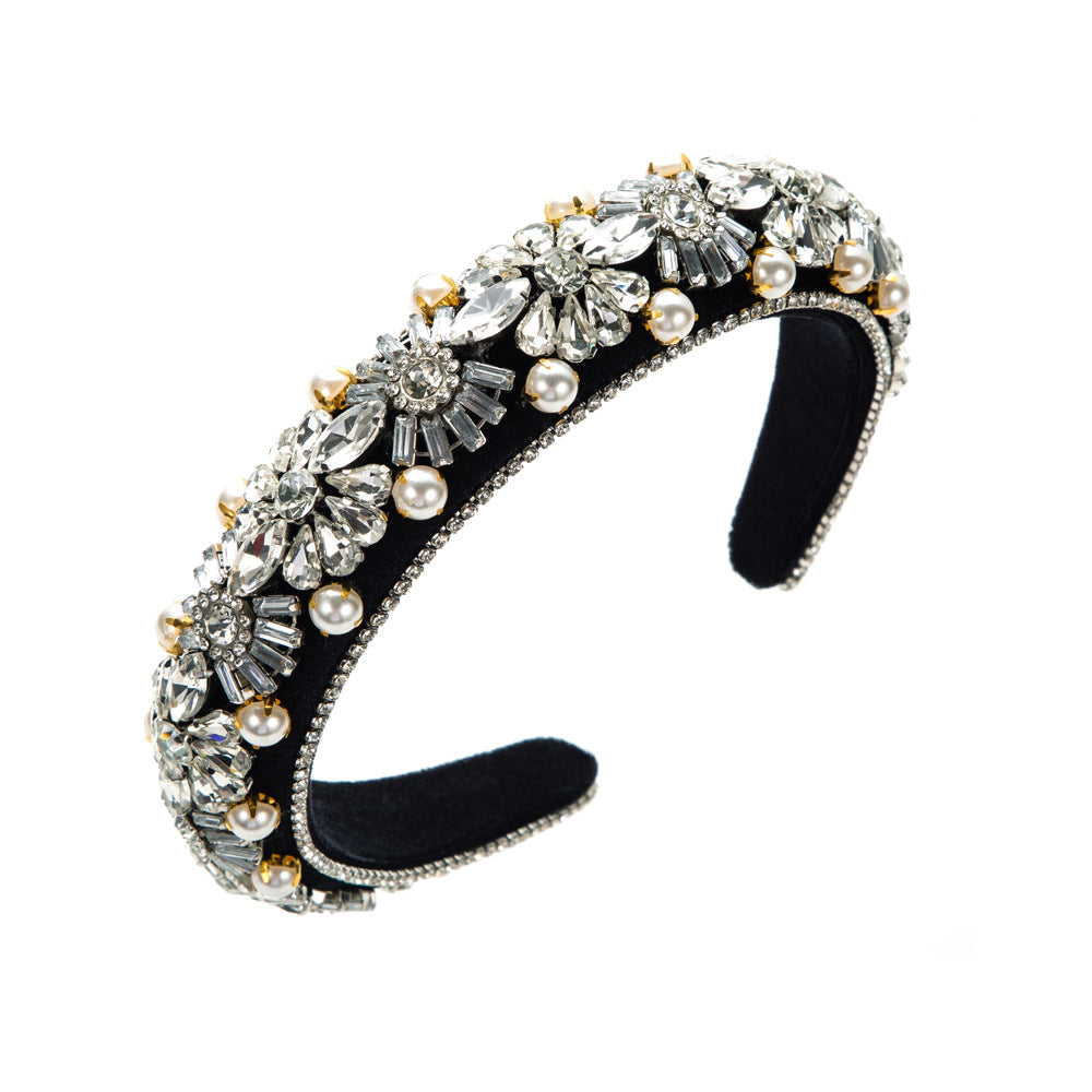 European and American cross-border new headbands, women's fashion, heavy industry, luxury baroque retro rhinestone headbands, temperament full of diamond hair accessories